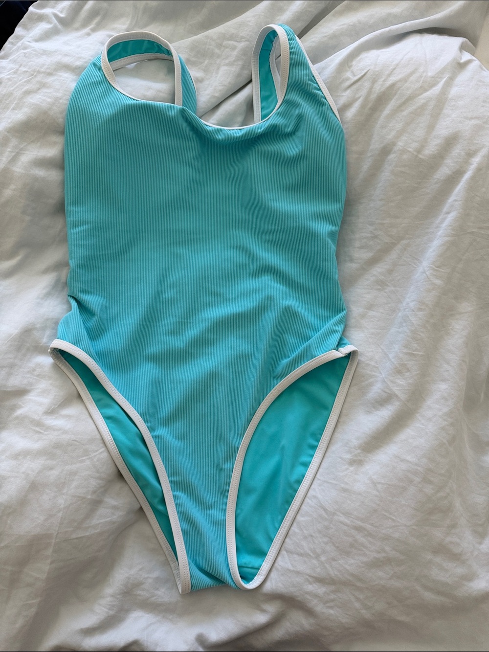 LainSnow Turquoise One-Piece Swimsuit with White Trim